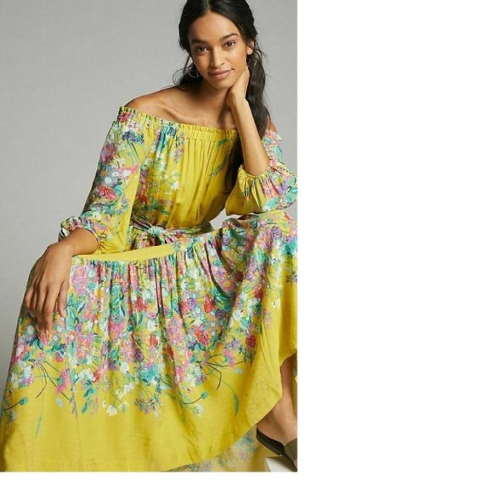 ANTHROPOLOGIE Eliora Off-The-Shoulder Maxi DRESS - Picture 4 of 15